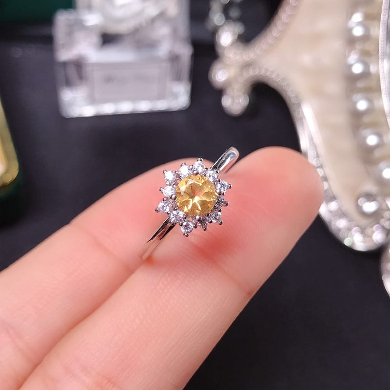 925 silver inlaid natural citrine ring live overlap live manufacturers do goods a generation of hair