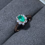 Real photos around drilling natural Zambian emerald ring 925 silver live support re-inspection