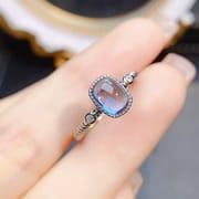 Factory wholesale explosions natural Topaz ring S925 silver inlaid main stone 5*7 selling Europe and the United States a generation of hair