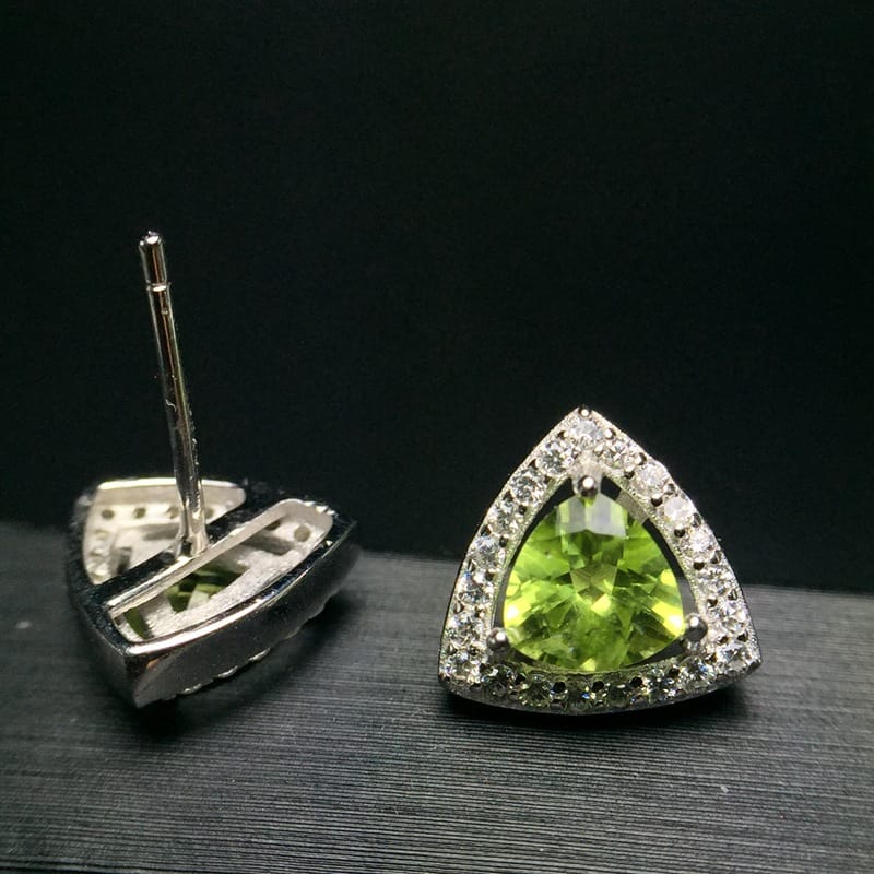 Excellent quality 925 silver inlaid natural olivine earrings