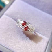 Factory wholesale explosions natural garnet ring S925 silver inlaid main stone 3*4 selling Europe and the United States a generation of hair