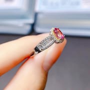 Factory wholesale explosions natural powder Topaz ring S925 silver inlaid main stone 4*6 selling Europe and the United States a piece