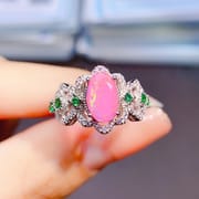 Factory wholesale explosions natural powder Opal ring S925 silver inlaid main stone 5*9 hot Europe and the United States a generation of hair