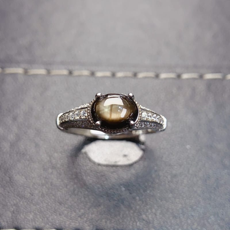Natural star sapphire ring wit 925 silver for 5*7mm