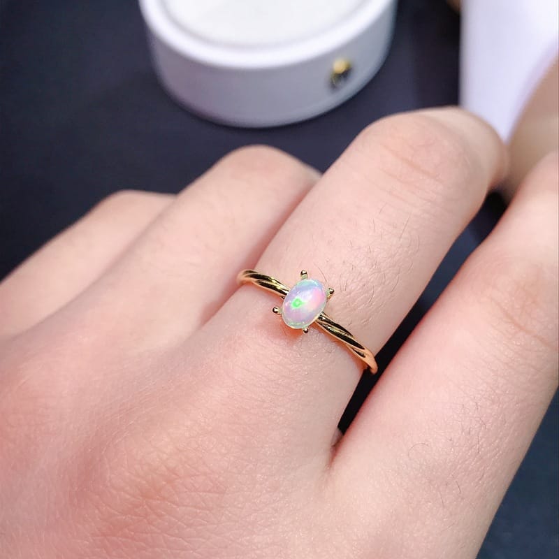 925 silver inlaid natural Australian Opal black opal blue moonlight ladies live ring live trembles wholesale