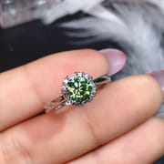 Green Mosang Diamond GRA Certificate Black Card Waist Code 925 Silver Plated Platinum New Women's Ring
