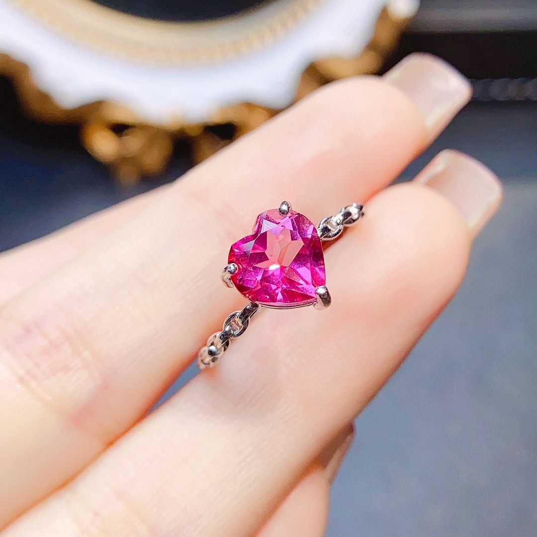 Factory wholesale explosions natural powder Topaz ring S925 silver inlaid main stone 8*8 selling Europe and the United States a piece