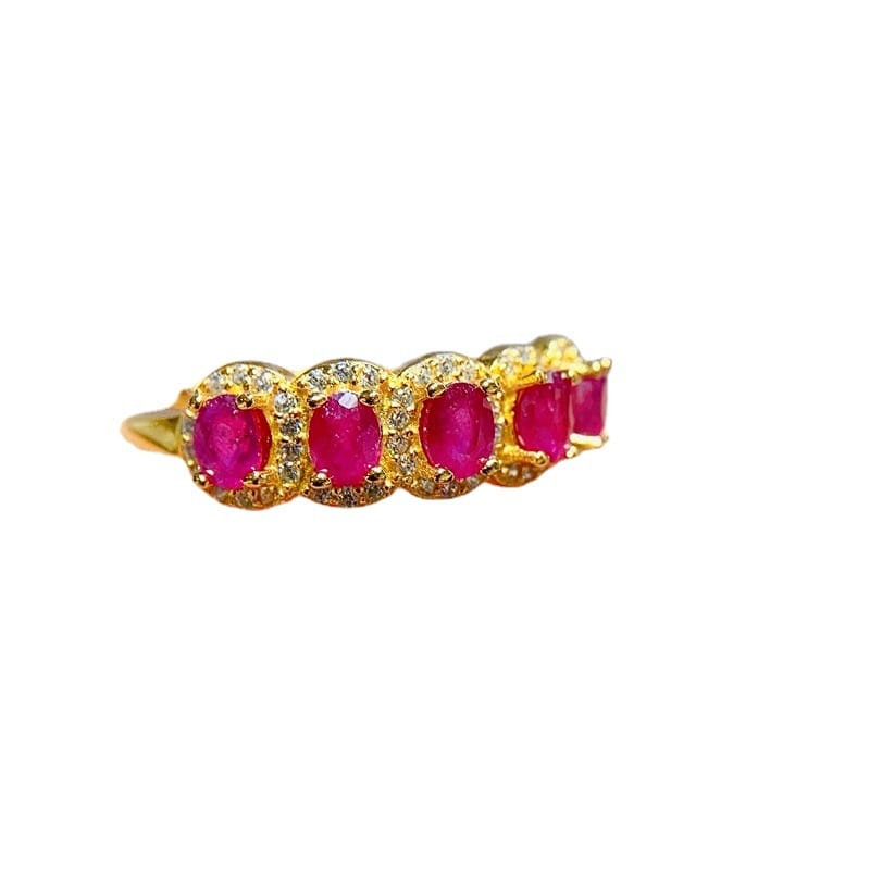 New fresh natural Ruby women's ring 925 silver open mouth 3 * 4mm colorful treasure wholesale