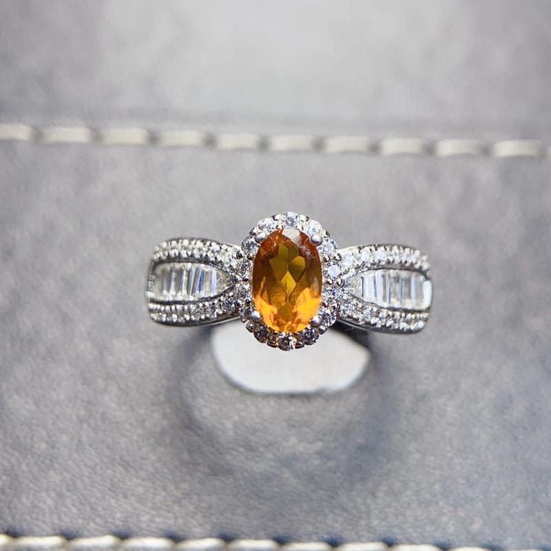 Natural citrine ring with 925 silver for 4*6mm 