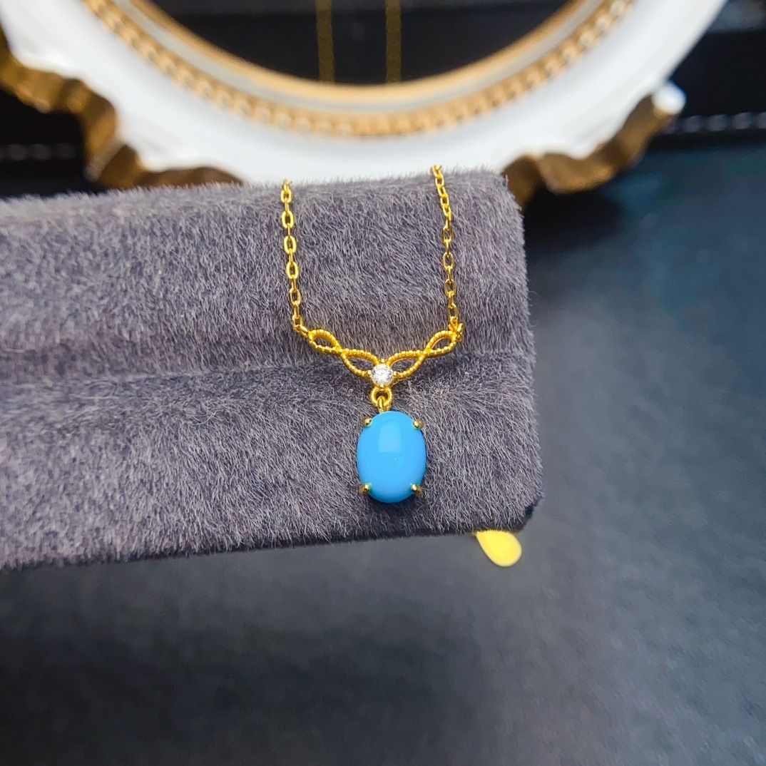 Factory Wholesale Popular Natural Beauty Pine Necklace S925 Silver Inlaid Main Stone 6*8 Hot Selling European and American Dropshipping