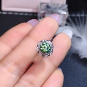 Green Mosang Diamond GRA Certificate Black Card Waist Code 925 Silver Plated Platinum New Women's Ring