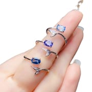 Natural explosions color treasure ring S925 silver inlaid with the main stone 4*6 selling Europe and the United States a generation of hair
