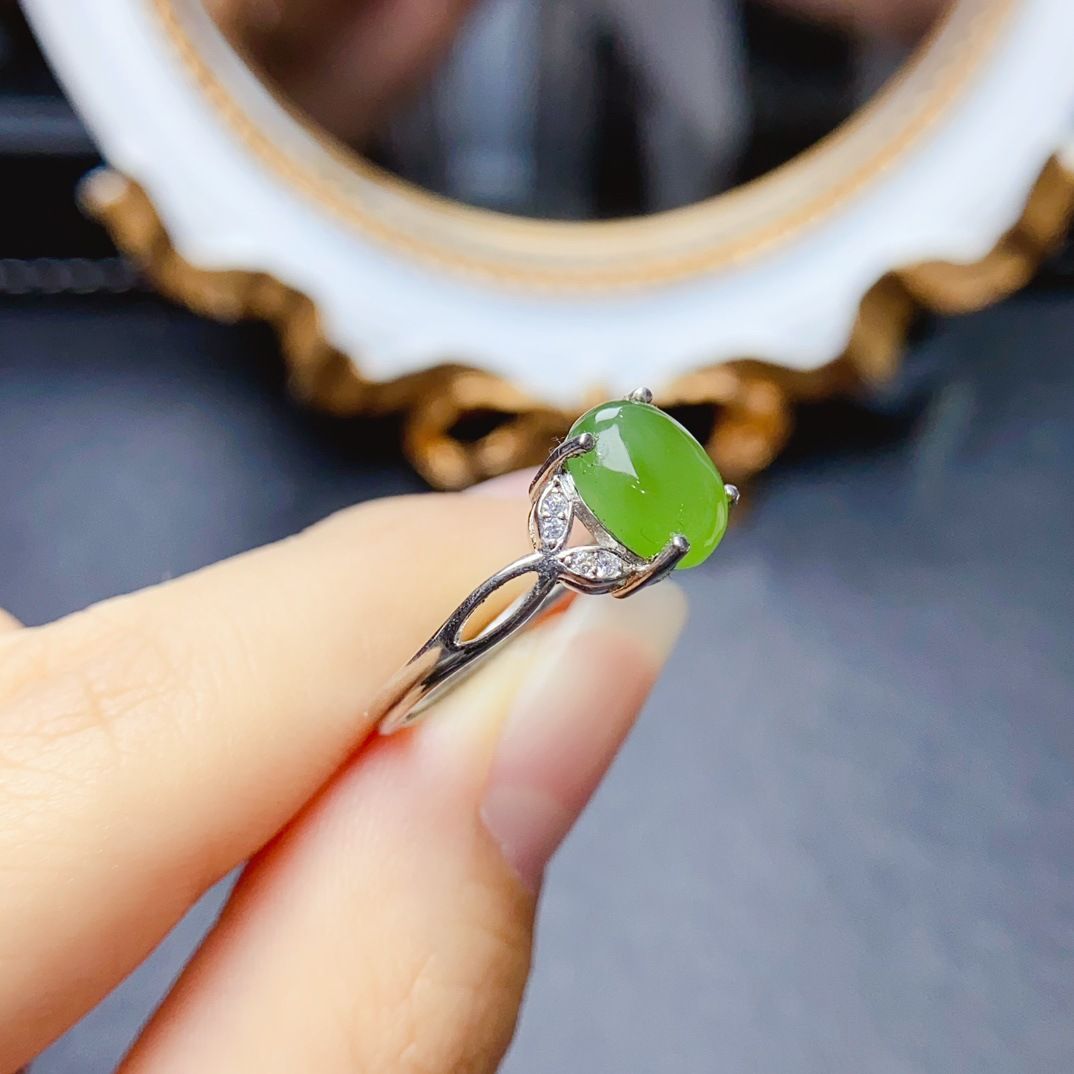 Factory wholesale explosions natural jasper ring S925 silver inlaid main stone 7*9 selling Europe and the United States a generation