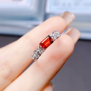 Factory wholesale explosions natural garnet ring S925 silver inlaid main stone 4*6 selling Europe and the United States a generation of hair