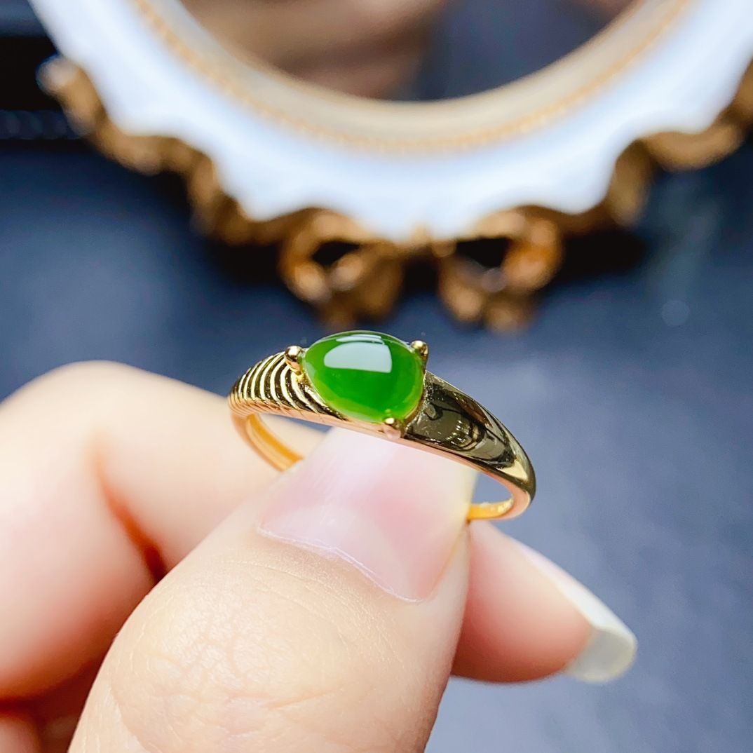 Factory wholesale explosions natural jasper ring S925 silver inlaid main stone 5*7 selling Europe and the United States a generation