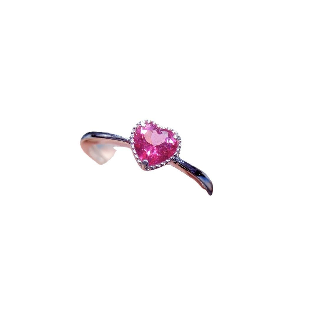 Factory wholesale explosions natural powder Topaz ring S925 silver inlaid main stone 5*5 selling Europe and the United States a piece