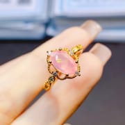 Factory wholesale explosions natural powder Opal ring S925 silver inlaid main stone 5*9 hot Europe and the United States a generation of hair