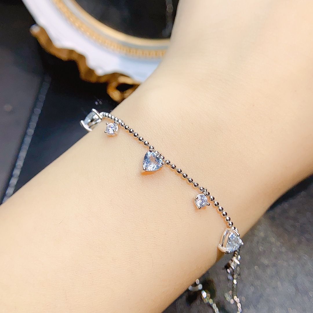 Factory wholesale explosions natural aquamarine bracelet S925 silver inlaid main stone 5*5 selling Europe and the United States a generation of hair