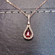 工厂批发爆款天然红宝石项链S925银镶嵌主石3*5热销欧美一件代发