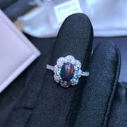 Factory wholesale 925 silver inlaid black opal ring grain full of fire color gift for girlfriend one piece delivery