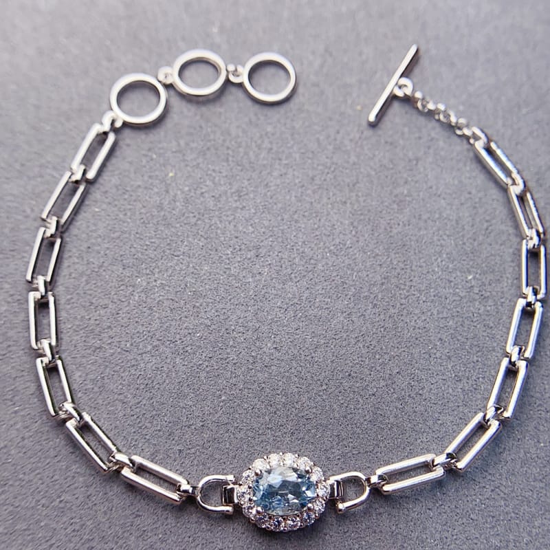 Natural aquamarine bracelet with 925 silver for 5*7mm 