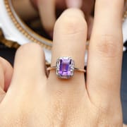 工厂批发爆款天然紫水晶戒指S925银镶嵌主石5*7热销欧美一件代发