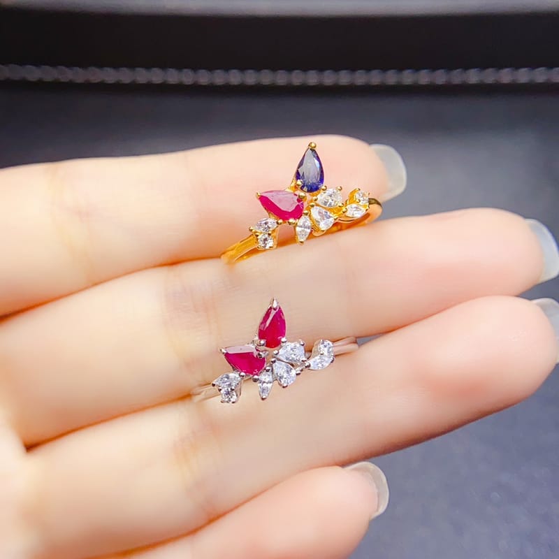 Natural ruby ring S925 silver inlaid with the main stone 3*5