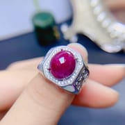 5 karat natural Ruby men's ring 925 silver adjustable cross-border e-commerce supply