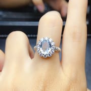 Factory wholesale explosions natural aquamarini ring S925 silver inlaid main stone 7*9 selling Europe and the United States a generation of hair