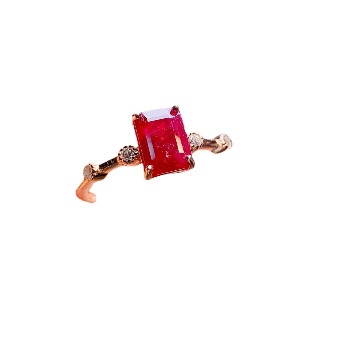 Factory wholesale explosions natural ruby ring S925 silver inlaid with the main stone 5*7 selling Europe and the United States a generation of hair