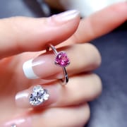Factory wholesale explosions natural powder Topaz ring S925 silver inlaid main stone 5*5 selling Europe and the United States a piece