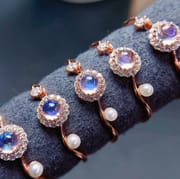 Moonstone ring 925 silver inlaid natural blue moonstone ring live ladies ring wholesale a generation of hair