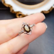 工厂批发爆款天然星光蓝宝石戒指S925银镶嵌主石6*8热销欧美一件