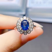 Factory wholesale explosions natural sapphire ring S925 silver inlaid with the main stone 6*8 selling Europe and the United States a generation of hair