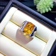 Topaz men's ring 925 silver inlaid Topaz ring live overlap live a generation of hair