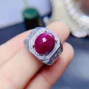 5 karat natural Ruby men's ring 925 silver adjustable cross-border e-commerce supply