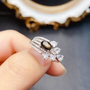 工厂批发爆款天然星光蓝宝石戒指S925银镶嵌主石4*6热销欧美一件