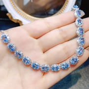 Factory wholesale explosions natural Topaz bracelet S925 silver inlaid main stone 4*6 selling Europe and the United States a generation of hair