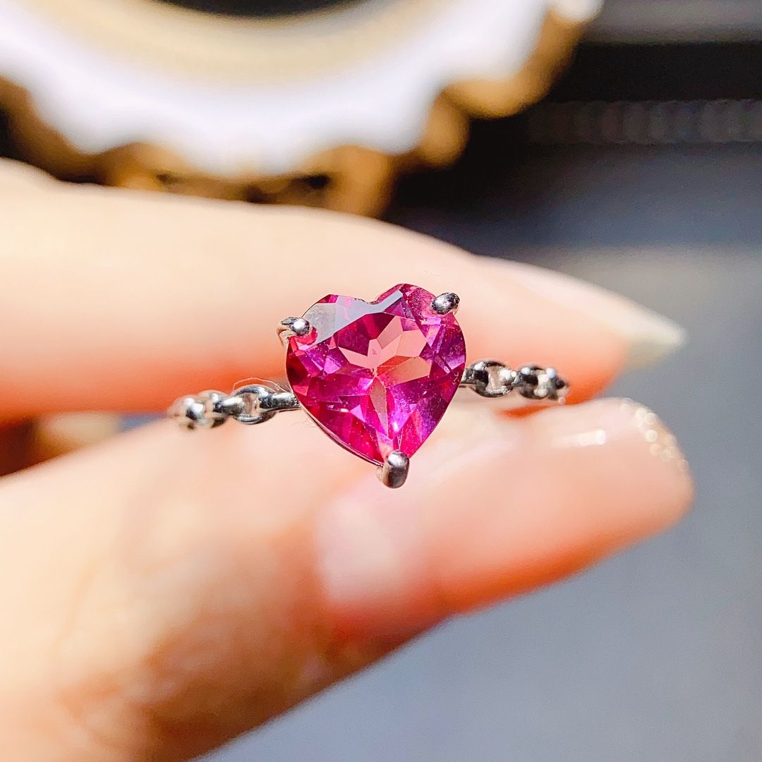 Factory wholesale explosions natural powder Topaz ring S925 silver inlaid main stone 8*8 selling Europe and the United States a piece