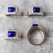 Atmospheric men's lapis lazul ring men's sapphire ring bright blue silver ring color treasure wholesale