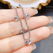 Factory wholesale explosions natural aquamarine bracelet S925 silver inlaid main stone 5*5 selling Europe and the United States a generation of hair
