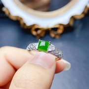 Factory wholesale explosions natural jasper ring S925 silver inlaid main stone 5*5 selling Europe and the United States a generation