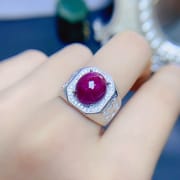 5 karat natural Ruby men's ring 925 silver adjustable cross-border e-commerce supply