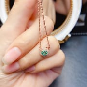 工厂批发爆款天然祖母绿项链S925银镶嵌主石4*5热销欧美一件代发