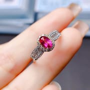 Factory wholesale explosions natural powder Topaz ring S925 silver inlaid main stone 4*6 selling Europe and the United States a piece