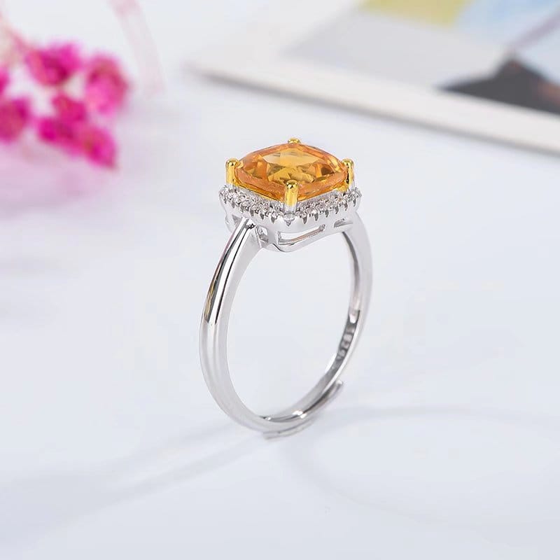Citrine ring 925 silver inlaid citrine ring live overlapping live manufacturers do goods a generation of hair