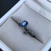 Real photo 1 karat London Blue Topaz ring simple new overlapping live 925 silver wholesale