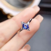 Factory wholesale explosions natural sapphire ring S925 silver inlaid with the main stone 4*5 selling Europe and the United States a generation of hair