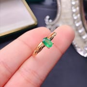 Emerald ring live ladies ring natural emerald live tremolo supply S925 silver wholesale