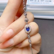 Factory wholesale explosions natural sapphire bracelet S925 silver inlaid with the main stone 4*5 selling Europe and the United States a generation of hair